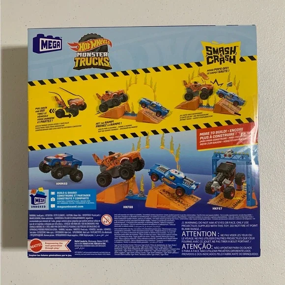 Mega Hot Wheels Smash & Crash Monster Trucks Tiger Shark Chomp Course-New